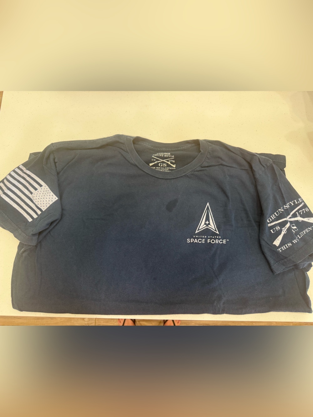 US Space Force Graphic Tee in Navy with White Prints